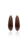 Bottega Veneta Wood 18k Gold-plated Earrings In Brown