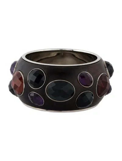 Pre-owned Bottega Veneta Wood & Stone Bangle Bracelet, 7" In Multi