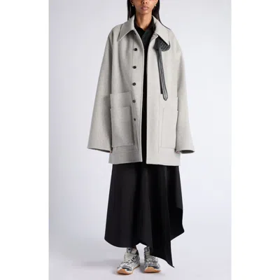 Bottega Veneta Wool & Cashmere Car Coat In 8531 Light Grey Melange