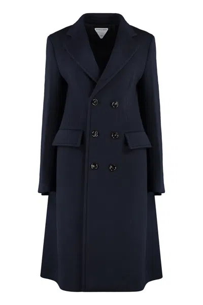 Bottega Veneta Wool And Cashmere Double-breasted Coat In Blue