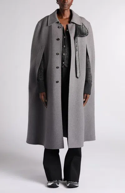 Bottega Veneta Wool & Cashmere Intrecciato Cape In Gray