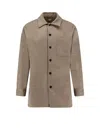 Bottega Veneta Men Wool And Cashmere Overshirt Coat In Neutral