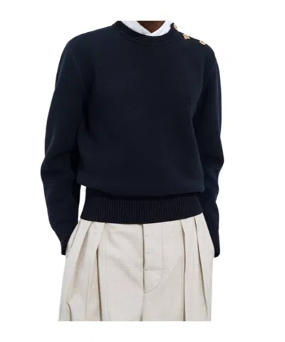 Bottega Veneta Wool And Cotton Sweater In Blue
