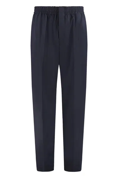 Bottega Veneta Wool And Cotton Trousers In Blue
