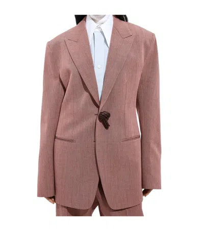 Bottega Veneta Wool And Linen Melange Jacket In Pink