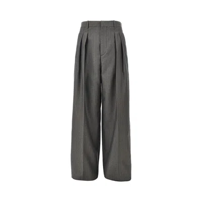 Bottega Veneta Wool And Mohair Pants With Darts In Gray
