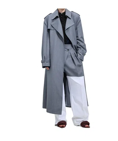 Bottega Veneta Wool And Mohair Trench Coat In Blue