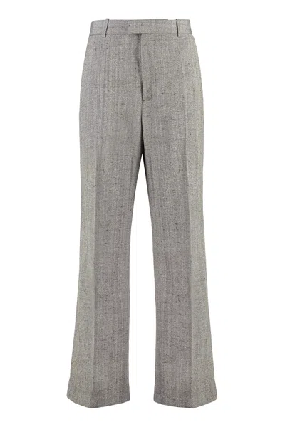 Bottega Veneta Wool And Silk Flares Pants In Silver