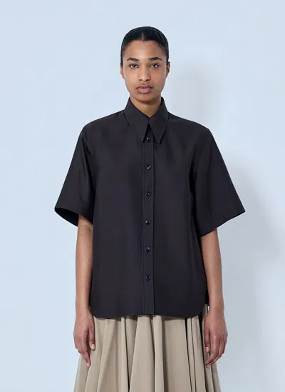 Bottega Veneta Wool And Silk Toile Shirt In Brown