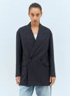 Bottega Veneta Subtle Stripe Double-breasted Wool Jacket In Black