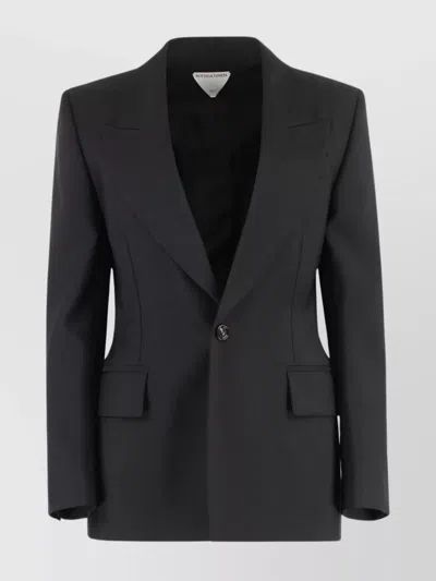 Bottega Veneta Wool Blazer With Chest And Flap Pockets In Black