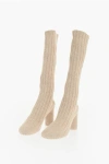 Bottega Veneta Atomic Knitted Knee-high Sock Boots In Neutral