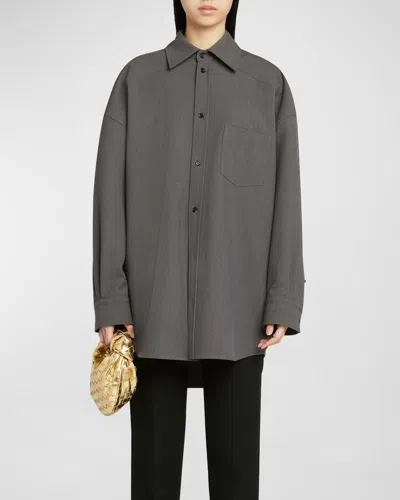 Bottega Veneta Wool-blend Buttoned Shirt In Graphite