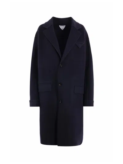 Bottega Veneta Wool Blend Coat In Blue