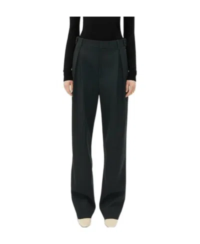 Bottega Veneta Wool Blended Grain Tapered Trousers In Black