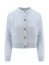 Bottega Veneta Long Sleeved Crewneck Cardigan In Blue
