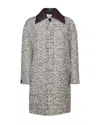 Bottega Veneta Wool Bouclé Coat With Chevron Pattern In Charcoal