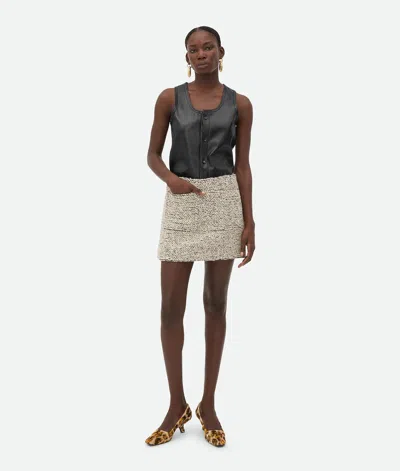 Bottega Veneta Wool Boucle Skirt In Black/white