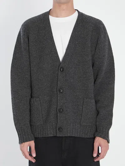 Bottega Veneta Charcoal Wool Cardigan In Black