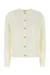 Bottega Veneta Wool Cardigan With Long Sleeves And Crew Neck In White