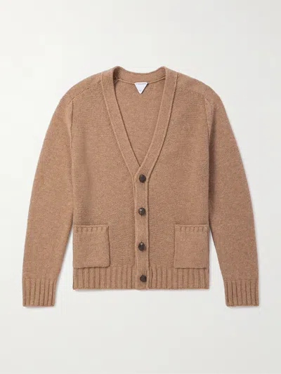 Bottega Veneta Mens Caramel V-neck Knitted Wool Cardigan In Brown