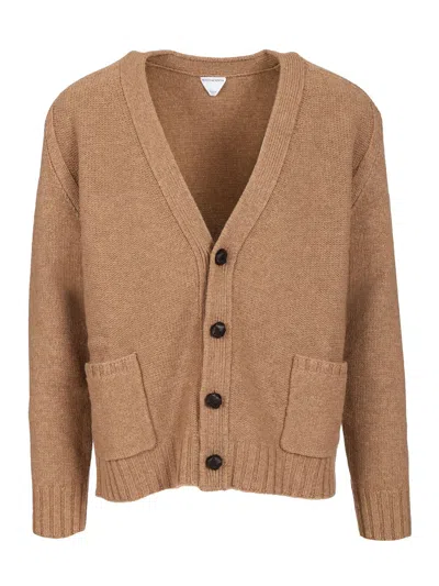 Bottega Veneta Wool Cardigan Knitwear Beige In Black