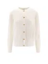 Bottega Veneta Women Wool Cardigan With Knot Buttons In White