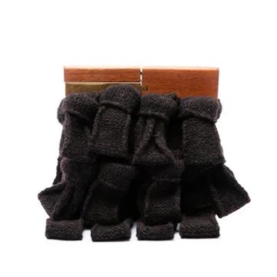 Pre-owned Bottega Veneta Wool Chunky Ruffled Knit Maxi Intrecciato The Snap Clutch In Brown