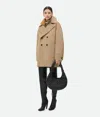 Bottega Veneta Beige Double Breasted Over Coat In Biscuit Melange