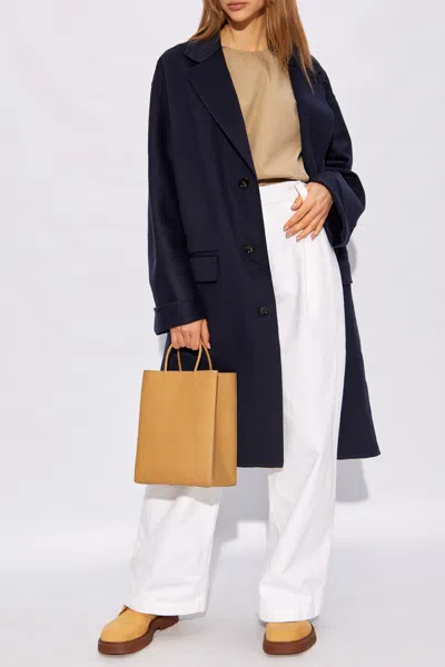 Bottega Veneta Wool Coat In Navy Blue