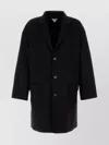 Bottega Veneta Wool Coat With Notched Lapel And Long Sleeves In Black