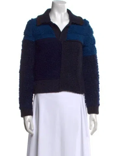 Pre-owned Bottega Veneta Wool Colorblock Pattern Sweater In Blue