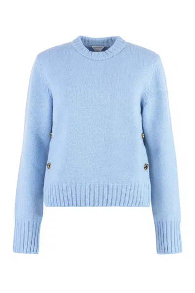 Bottega Veneta Braided Knit Wool Sweater In Blue