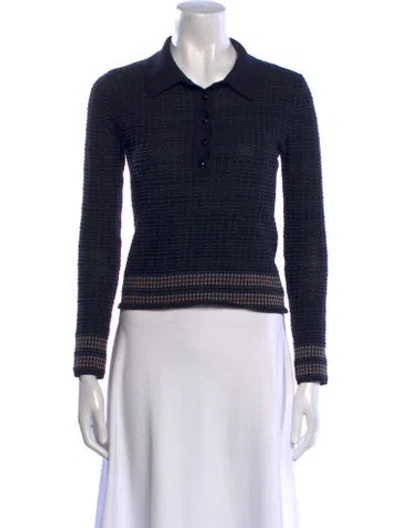 Pre-owned Bottega Veneta Wool Crew Neck Sweater In Blue