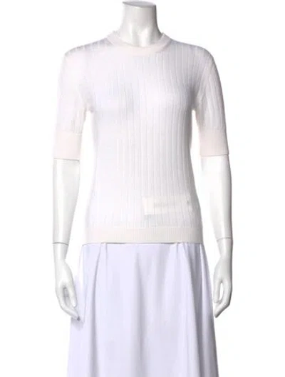 Pre-owned Bottega Veneta Wool Crew Neck Sweater In White