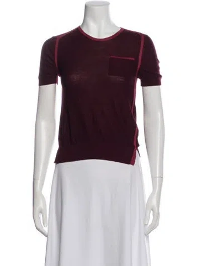Pre-owned Bottega Veneta Wool Crew Neck T-shirt In Burgundy