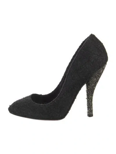 Pre-owned Bottega Veneta Wool Crystal Embellishments Pumps In Black