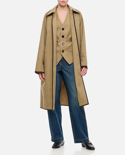 BOTTEGA VENETA WOOL DISTORTED PRINCE OF WALES COAT