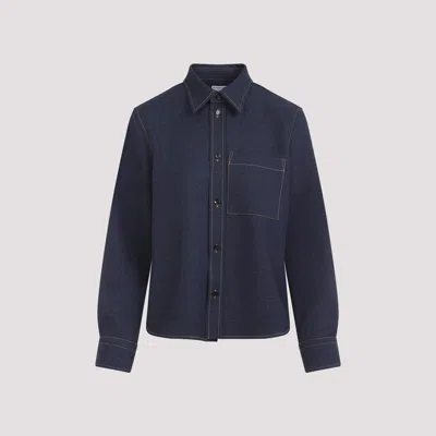 Bottega Veneta Wool Drill Shirt In Blue