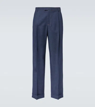 Bottega Veneta Hose Aus Meliertem Wolldrillich In Purple
