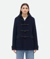 Bottega Veneta Knotted Wool Hood Coat In Navy