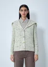 Bottega Veneta Ribbed Knit Sweater With Oversized Collar And Gold-tone Buttons In Blue