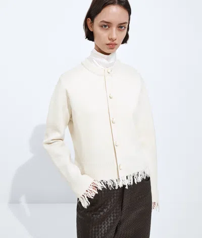 Bottega Veneta Wool Felted Cardigan In Chalk