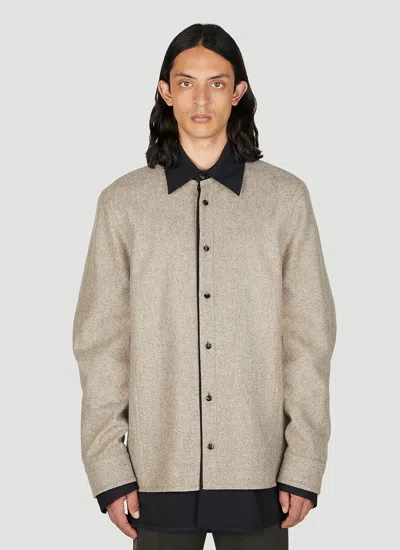 Bottega Veneta Wool Flannel Double Shirt In Beige