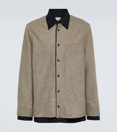 Bottega Veneta Satin And Flannel Overshirt In Grey