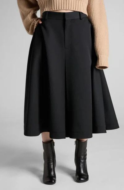 Bottega Veneta Wool Grain De Poudre A-line Skirt In Black