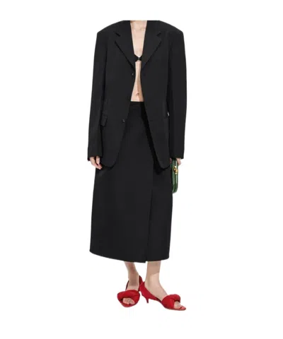 Bottega Veneta Wool Grain De Poudre Jacket In Black