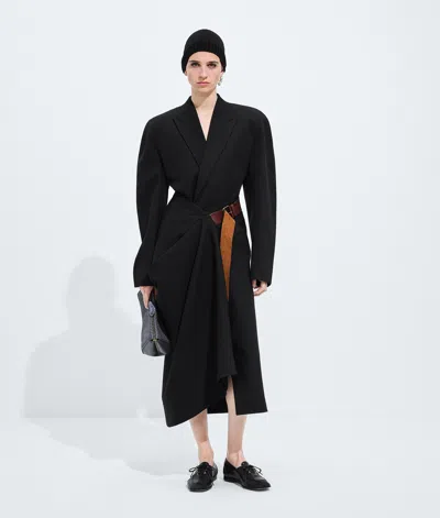 Bottega Veneta Wool Grain De Poudre Skirt In Double Black