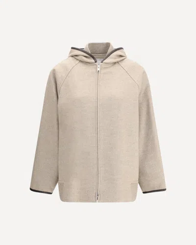 Bottega Veneta Women Blouson Light Double Wool Cashmere In White