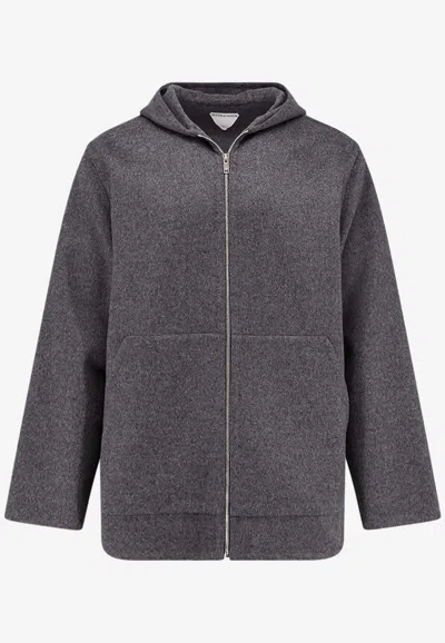 Bottega Veneta Wool Jacket With Hood In Gray